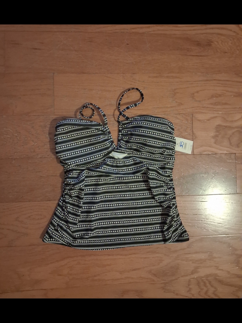 Striped Black & White Women’s Tankini Top